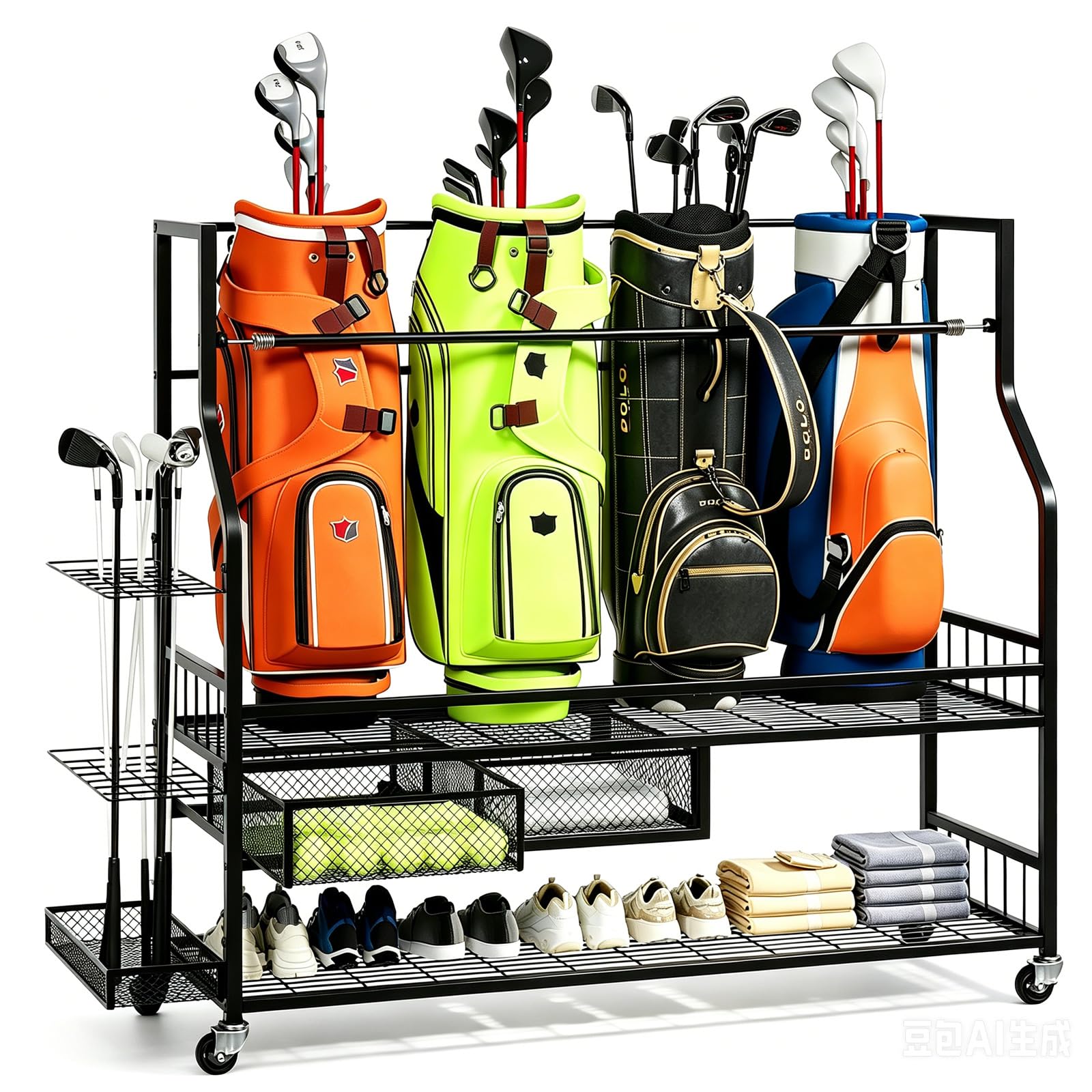 Golf Equipment Garage Storage - Opbergorganizer voor golftassen voor de garage,