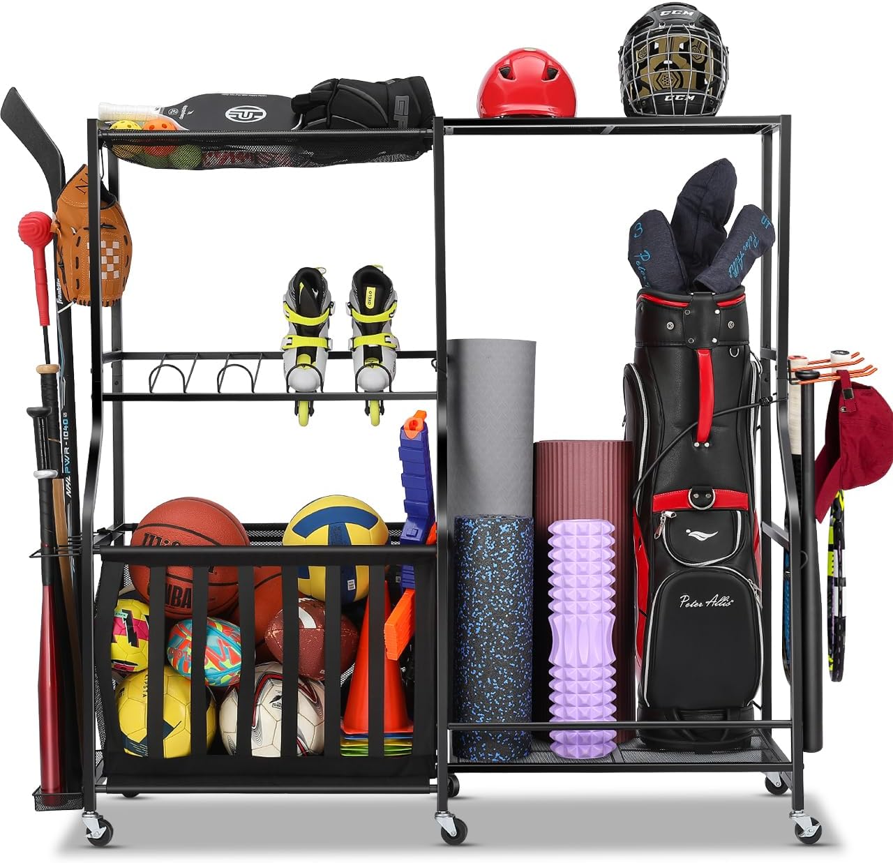 Golf Equipment Garage Storage - Garage sportartikelen organizer met wielen, golf