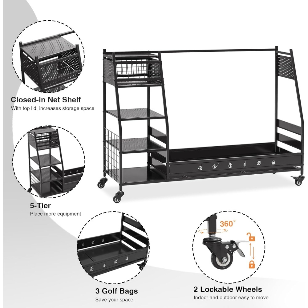 Golftas opbergrek standaardhou - Golf Equipment Garage Storage recensie en prijs