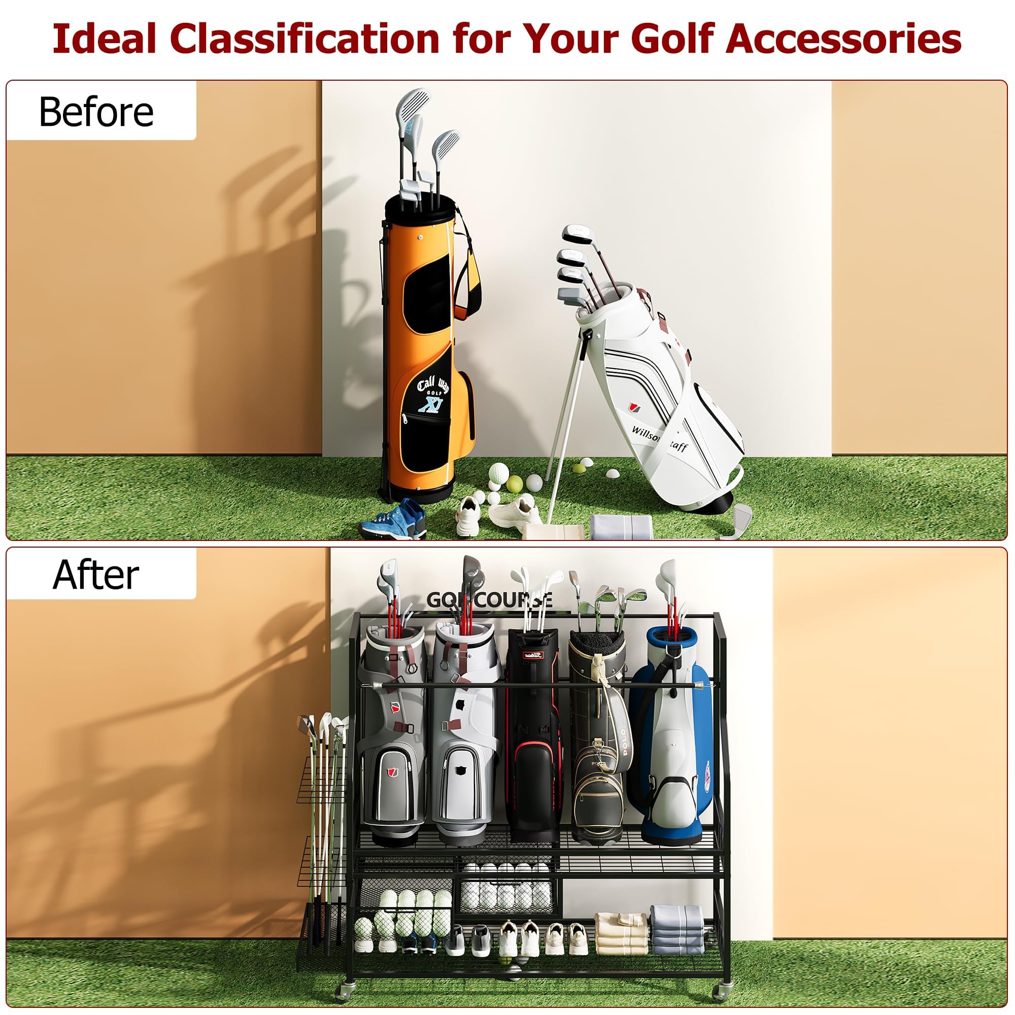 Opbergorganizer voor golftasse - Golf Equipment Garage Storage recensie en prijs